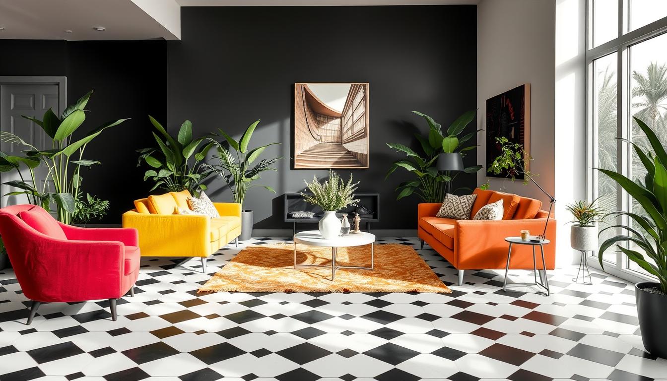 Black and White Tile Flooring