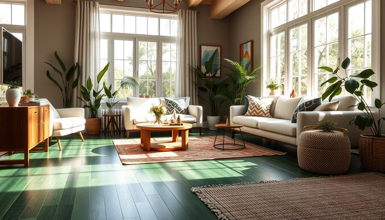 green hardwood flooring